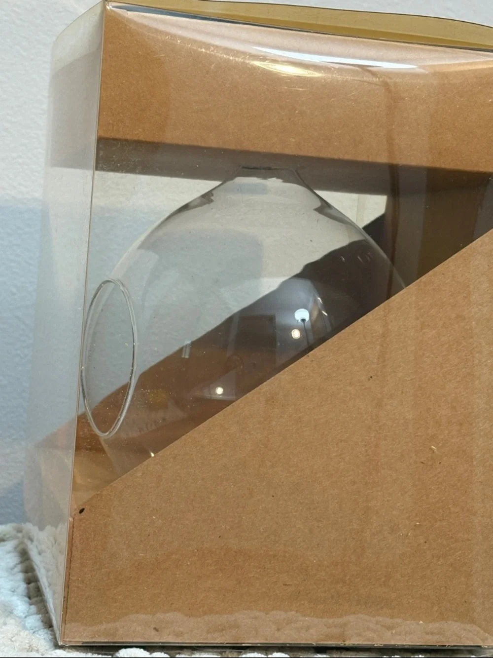 Clear Glass Orb Hanging Terrarium with White Flower Accent
